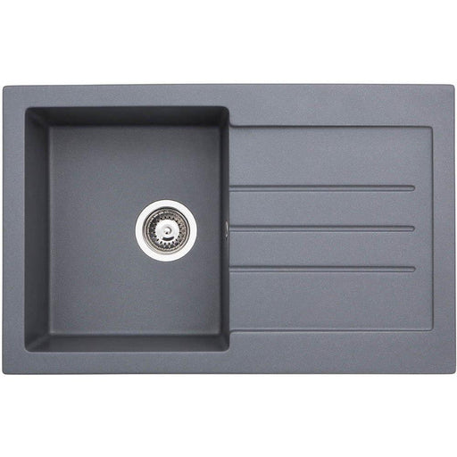 Abode Xcite 1 Bowel & Drainer Granite Inset Sink - Grey Metallic