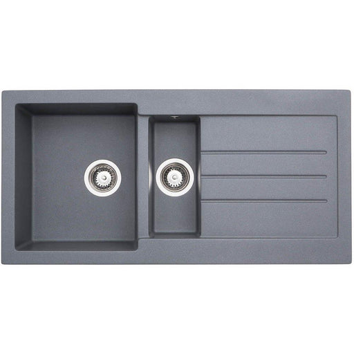 Abode Xcite 1.5 Bowel & Drainer Granite Inset Sink - Grey Metallic