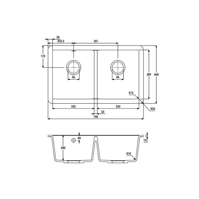 Abode Matrix Sq GR15 2 Bowel Granite Undermount Sink Additional Image - 5