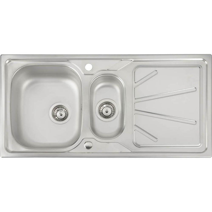 Abode Trydent 1.5 Bowel & Drainer Inset Sink - Stainless Steel