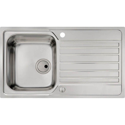 Abode Connekt Flushfit 1 Bowel & Drainer Inset Sink - Stainless Steel