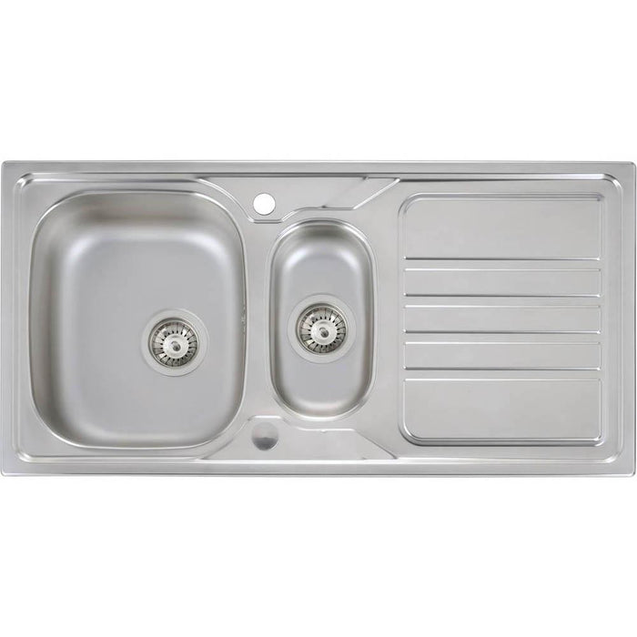 Abode Mikro 1.5 Bowel & Drainer Inset Sink (Boxed inc. wastes) - Stainless Steel
