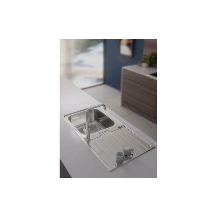 Abode Neron 1 Bowel & Drainer Inset Sink - Stainless Steel Additional Image - 2