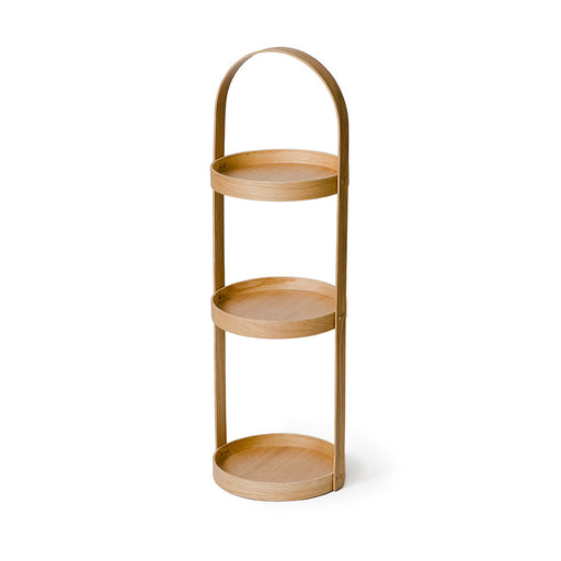 Round Bathroom Caddy Mezza with 3 Trays - Natural Oak - Unbeatable Bathrooms