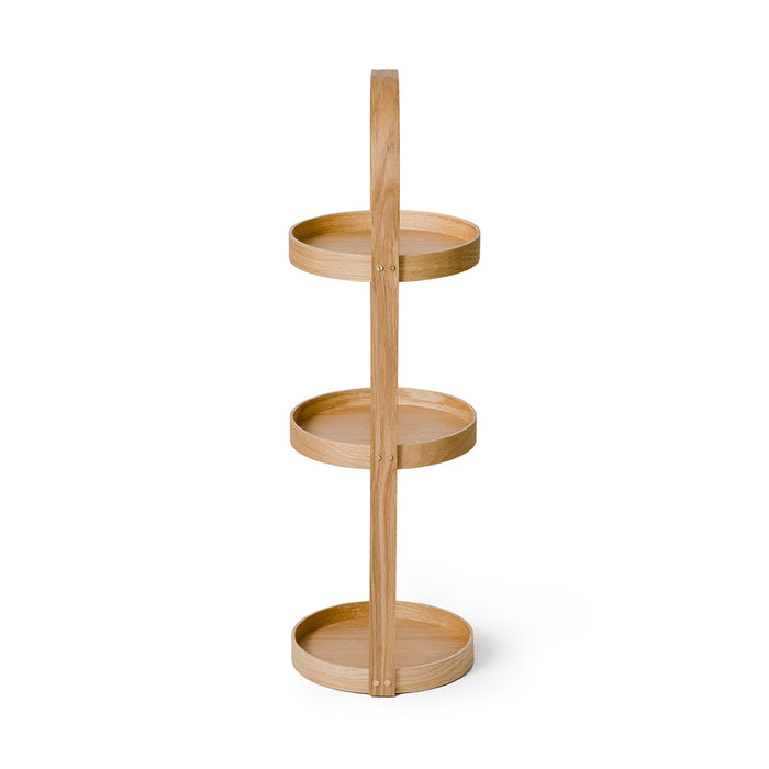 Round Bathroom Caddy Mezza with 3 Trays - Natural Oak - Unbeatable Bathrooms