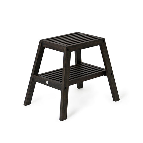 Wooden Slatted Stool - Dark Oak