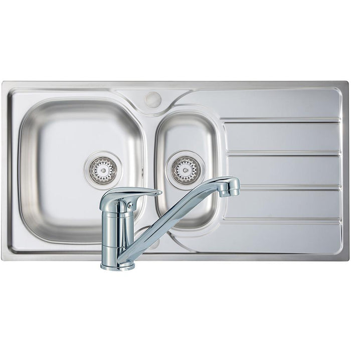 Kitchen Prima Polished Stainless Steel 1.5B Sink & Tap Pack