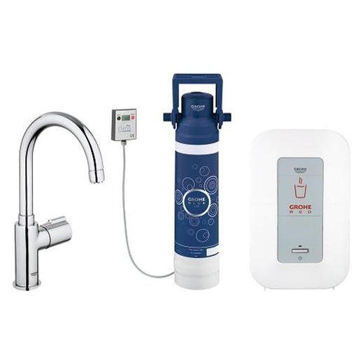 Grohe Red Mono Pillar Tap and 4 Litres Single Boiler with C Spout - Unbeatable Bathrooms