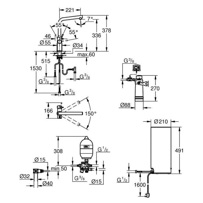 Grohe Red Duo Tap and Large Size Boiler - Unbeatable Bathrooms