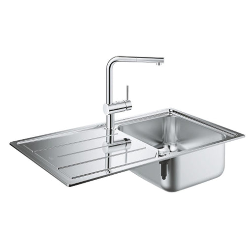 Grohe Minta Stainless Steel Kitchen Sink and Tap Bundle In Chrome - 31573SD0 - Unbeatable Bathrooms