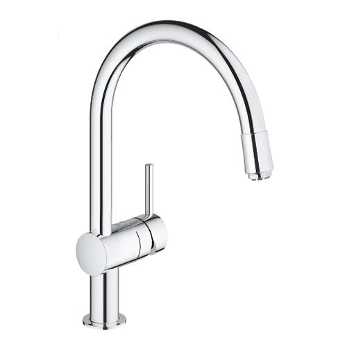 Grohe Minta 1/2 Inch Single Lever Sink Mixer with Pull Out Spray Head - Unbeatable Bathrooms