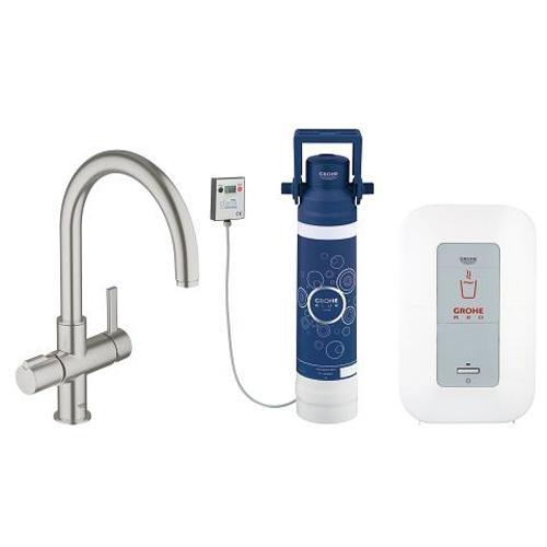 Grohe Red Duo Kitchen Mixer and 3 Litres Single Boiler with C Spout - Unbeatable Bathrooms