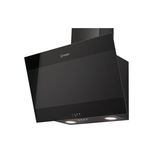 Indesit IHVP 6.6 LM K 60cm Angled Chimney Hood - Black Glass
