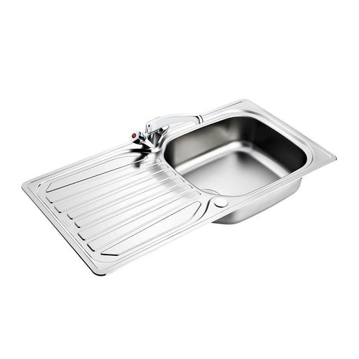 Armitage Shanks Sandringham Select Sink Pack, Inset Stainless Steel Single Bowl and Drainer Complete with Sandringham Dual Control Sink 1 Taphole Mixer, 1-1/2inch Basket Strainer Waste - Unbeatable Bathrooms